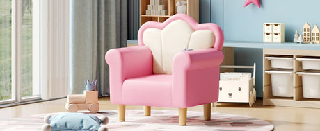 Princess Upholstered Pink White Kids Sofa Chair - Restanew - Sleep Galleria