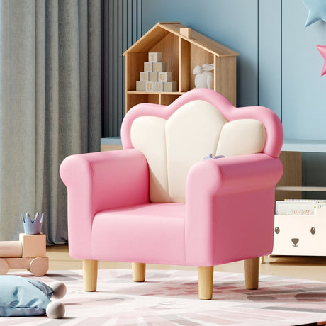 Princess Upholstered Pink White Kids Sofa Chair - Restanew - Sleep Galleria
