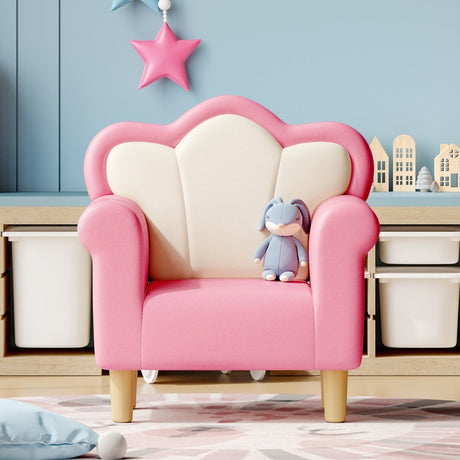 Princess Upholstered Pink White Kids Sofa Chair - Restanew - Sleep Galleria