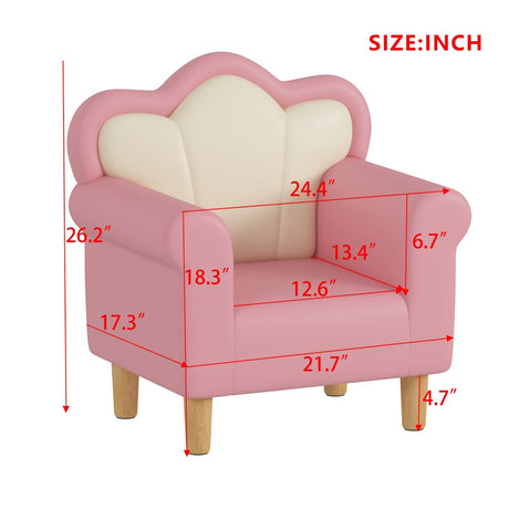 Princess Upholstered Pink White Kids Sofa Chair - Restanew - Sleep Galleria
