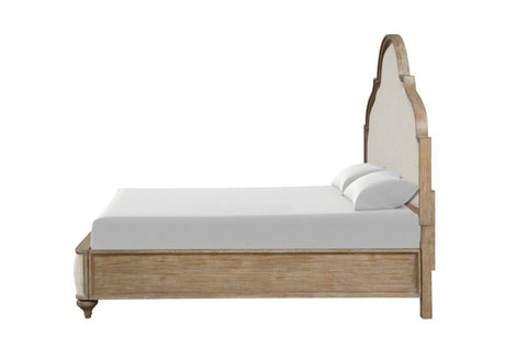 Rustic Oak Upholstered Bed Frame And Nightstands Set - Sleep Galleria