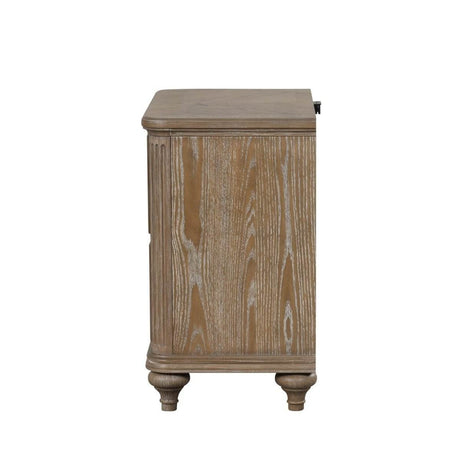 Rustic Oak Upholstered Bed Frame And Nightstands Set - Sleep Galleria