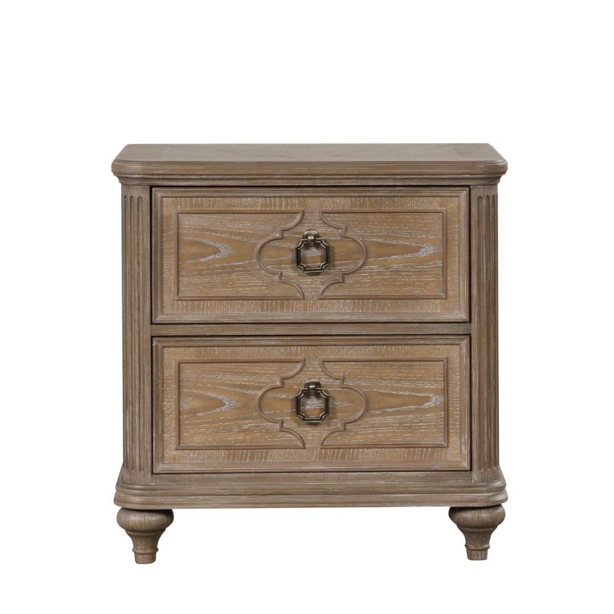 Rustic Oak Upholstered Bed Frame And Nightstands Set - Sleep Galleria
