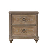 Rustic Oak Upholstered Bed Frame And Nightstands Set - Sleep Galleria