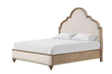Rustic Oak Upholstered Bed Frame And Nightstands Set - Sleep Galleria