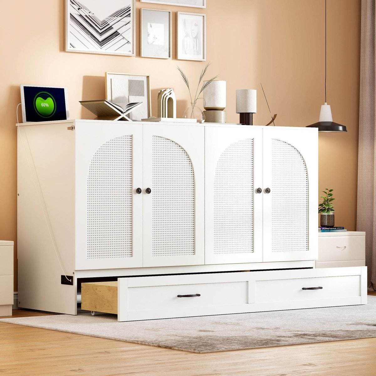 Space-Saving Queen Murphy Bed With Large Drawers - Sleep Galleria