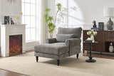 Spacious Soft Upholstered Grey Chaise Lounge Recliner Chair - Restanew - Sleep Galleria