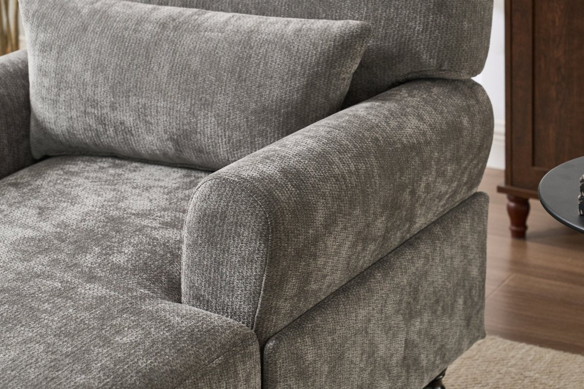 Spacious Soft Upholstered Grey Chaise Lounge Recliner Chair - Restanew - Sleep Galleria