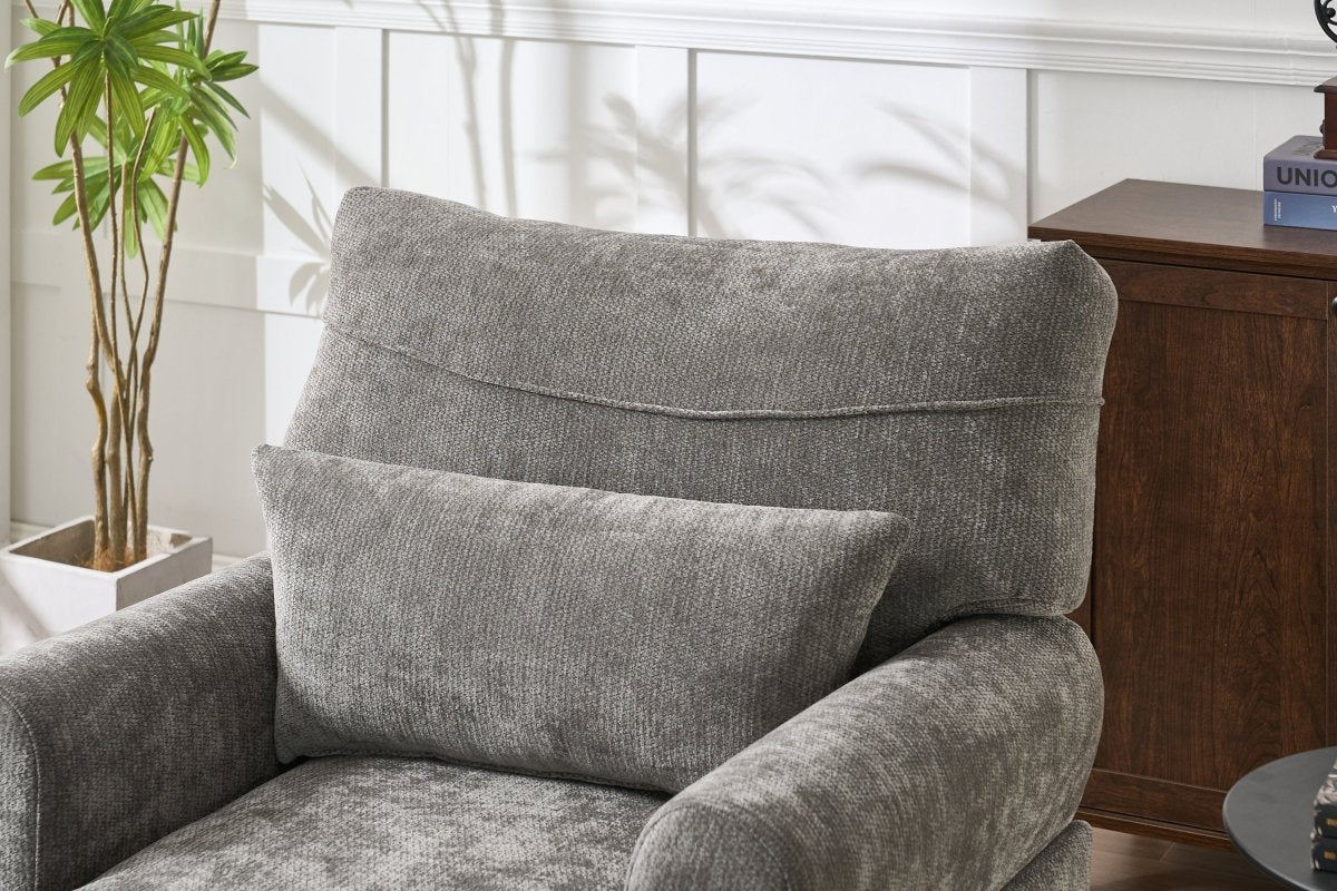 Spacious Soft Upholstered Grey Chaise Lounge Recliner Chair - Restanew - Sleep Galleria