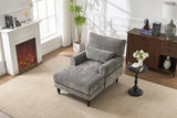 Spacious Soft Upholstered Grey Chaise Lounge Recliner Chair - Restanew - Sleep Galleria