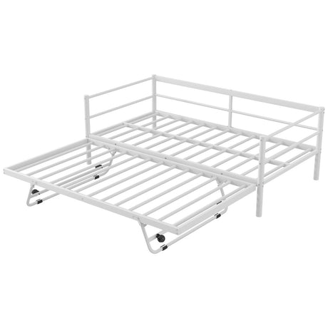 Twin Metal Daybed With LED Adjustable Pop - Up Trundle - Restanew - Sleep Galleria