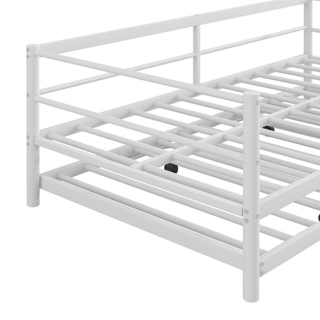 Twin Metal Daybed With LED Adjustable Pop - Up Trundle - Restanew - Sleep Galleria