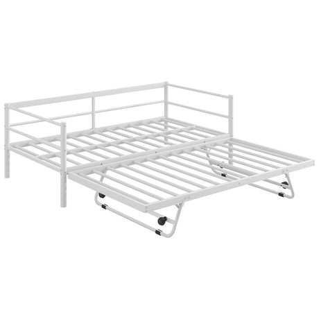 Twin Metal Daybed With LED Adjustable Pop - Up Trundle - Restanew - Sleep Galleria