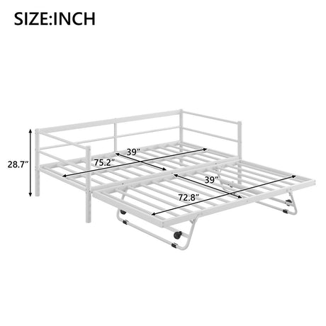 Twin Metal Daybed With LED Adjustable Pop - Up Trundle - Restanew - Sleep Galleria