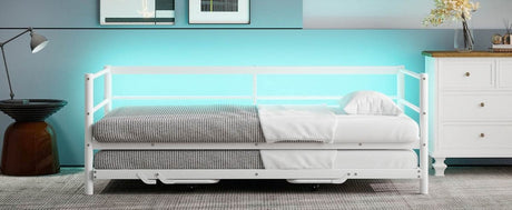 Twin Metal Daybed With LED Adjustable Pop - Up Trundle - Restanew - Sleep Galleria