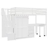 Twin Multifunctional Loft Bed With Storage Desk Drawers - Restanew - Sleep Galleria