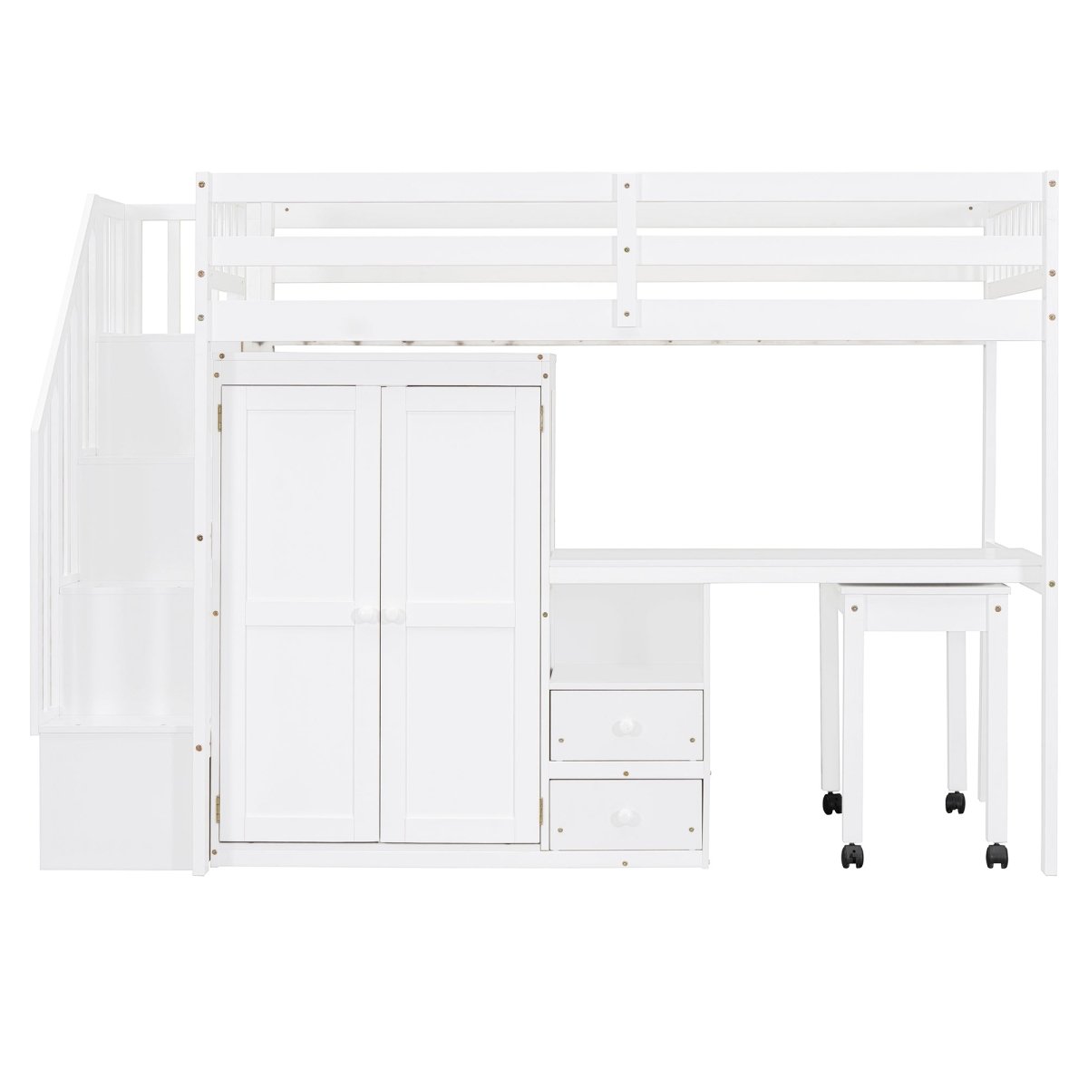 Twin Multifunctional Loft Bed With Storage Desk Drawers - Restanew - Sleep Galleria