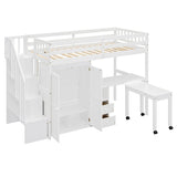 Twin Multifunctional Loft Bed With Storage Desk Drawers - Restanew - Sleep Galleria