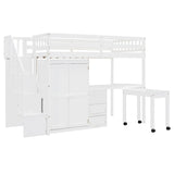 Twin Multifunctional Loft Bed With Storage Desk Drawers - Restanew - Sleep Galleria