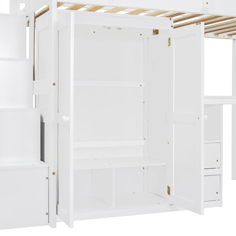 Twin Multifunctional Loft Bed With Storage Desk Drawers - Restanew - Sleep Galleria