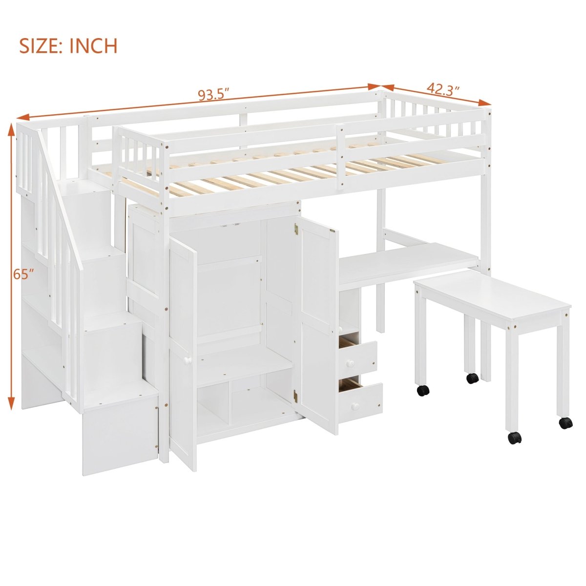 Twin Multifunctional Loft Bed With Storage Desk Drawers - Restanew - Sleep Galleria