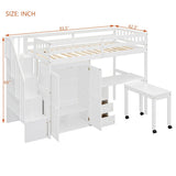 Twin Multifunctional Loft Bed With Storage Desk Drawers - Restanew - Sleep Galleria