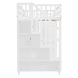 Twin Multifunctional Loft Bed With Storage Desk Drawers - Restanew - Sleep Galleria