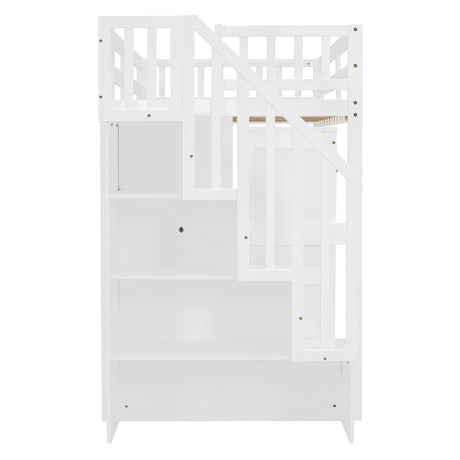 Twin Multifunctional Loft Bed With Storage Desk Drawers - Restanew - Sleep Galleria