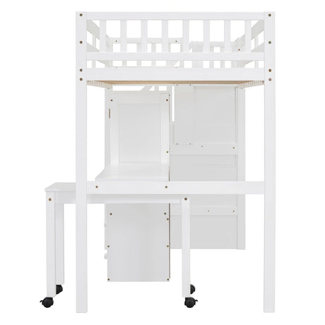 Twin Multifunctional Loft Bed With Storage Desk Drawers - Restanew - Sleep Galleria