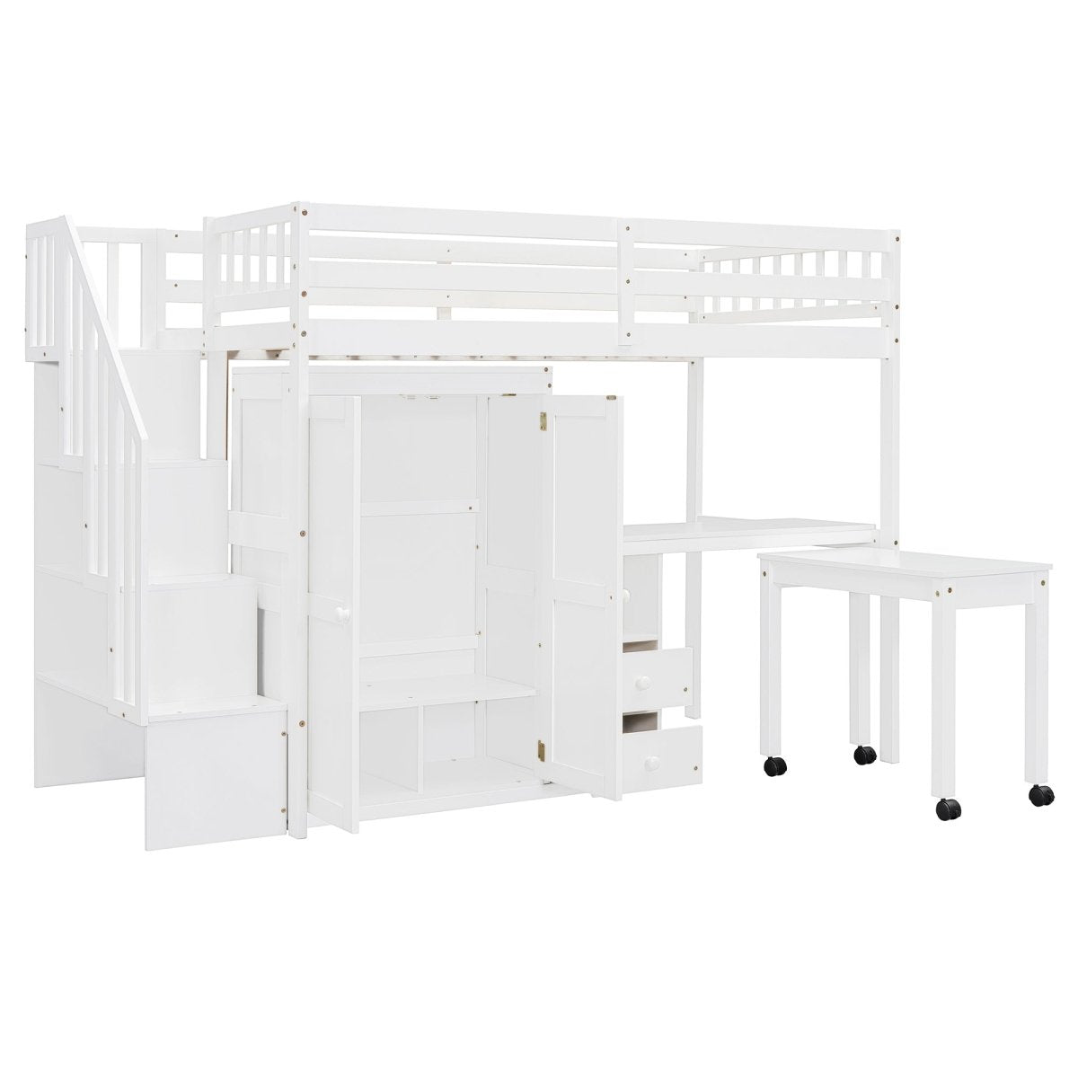 Twin Multifunctional Loft Bed With Storage Desk Drawers - Restanew - Sleep Galleria