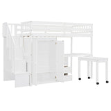 Twin Multifunctional Loft Bed With Storage Desk Drawers - Restanew - Sleep Galleria