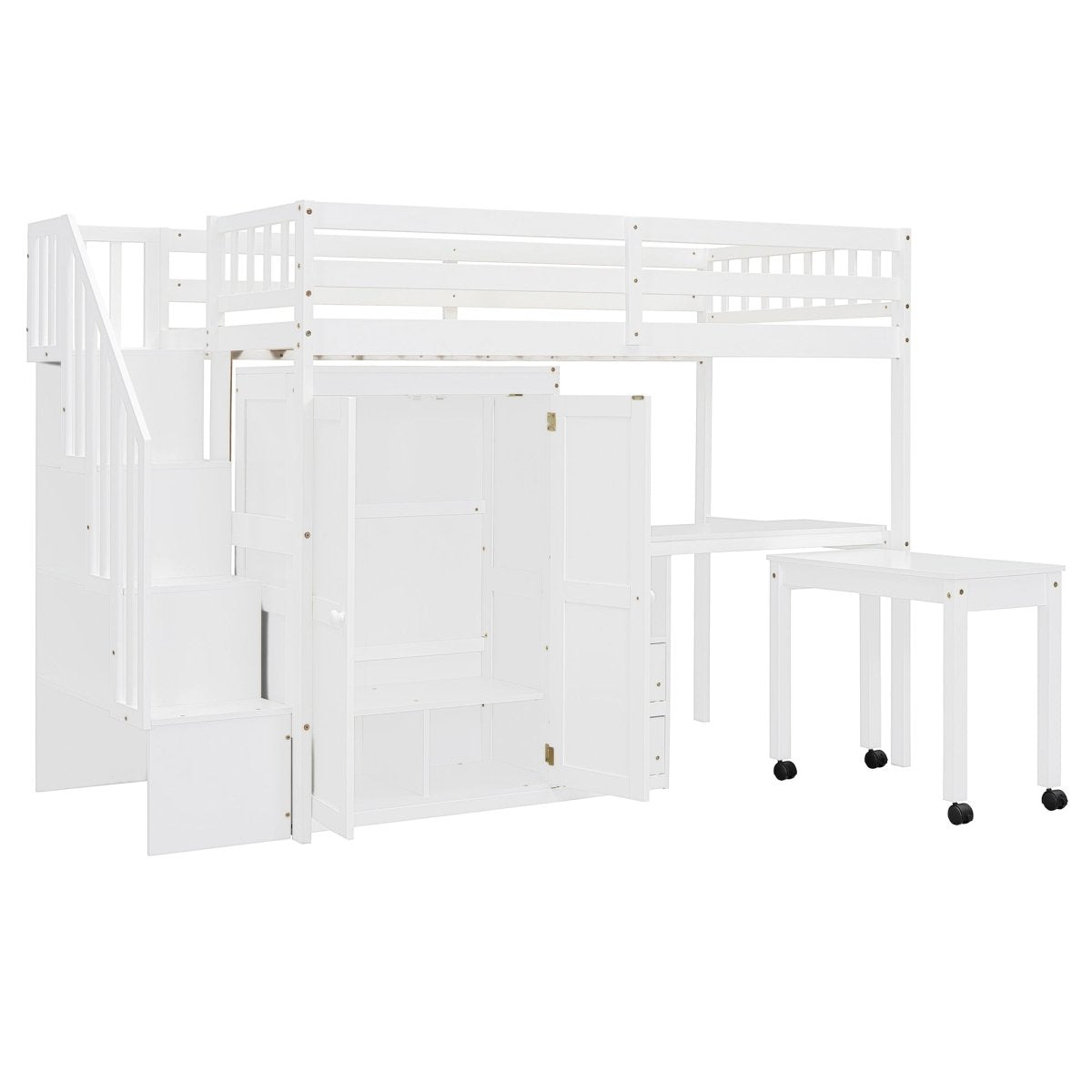 Twin Multifunctional Loft Bed With Storage Desk Drawers - Restanew - Sleep Galleria