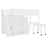 Twin Multifunctional Loft Bed With Storage Desk Drawers - Restanew - Sleep Galleria