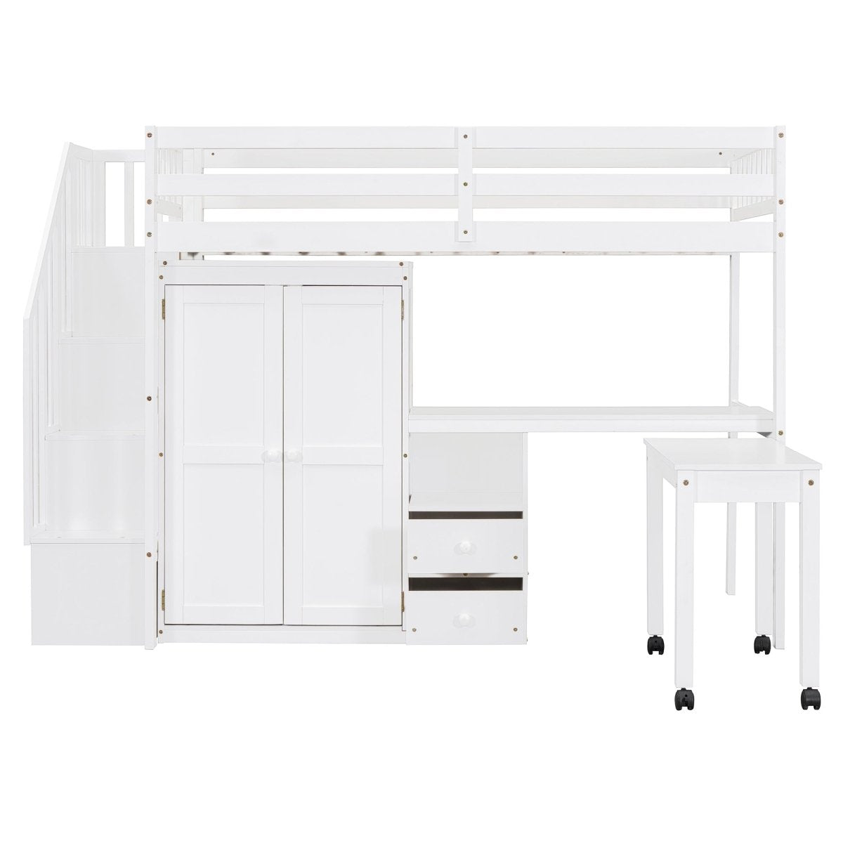 Twin Multifunctional Loft Bed With Storage Desk Drawers - Restanew - Sleep Galleria