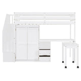 Twin Multifunctional Loft Bed With Storage Desk Drawers - Restanew - Sleep Galleria
