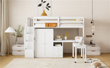 Twin Multifunctional Loft Bed With Storage Desk Drawers - Restanew - Sleep Galleria