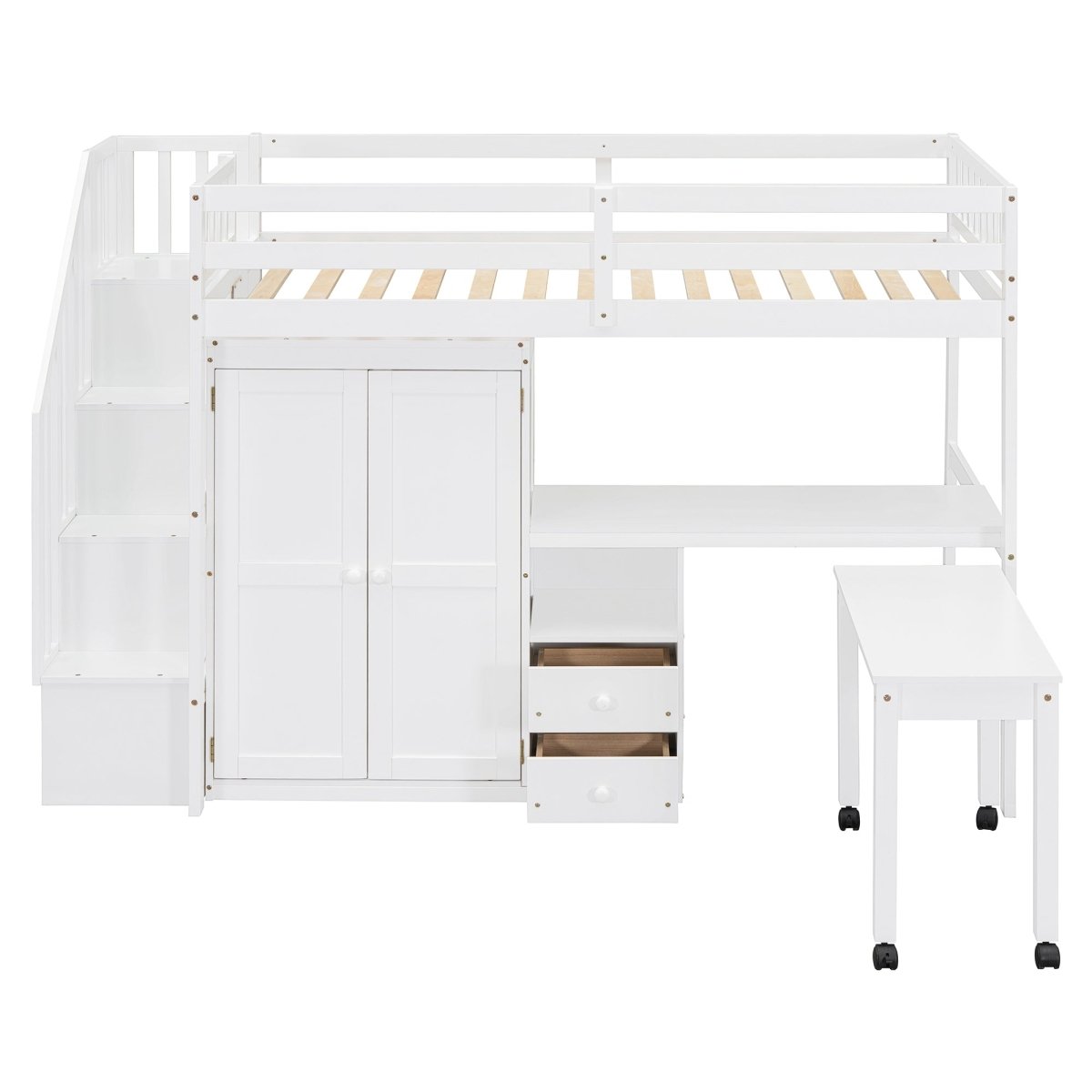 Twin Multifunctional Loft Bed With Storage Desk Drawers - Restanew - Sleep Galleria
