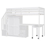Twin Multifunctional Loft Bed With Storage Desk Drawers - Restanew - Sleep Galleria