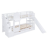 Twin - Over - Twin Solid Wood Castle Style Bunk Bed With Slide - Restanew - Sleep Galleria