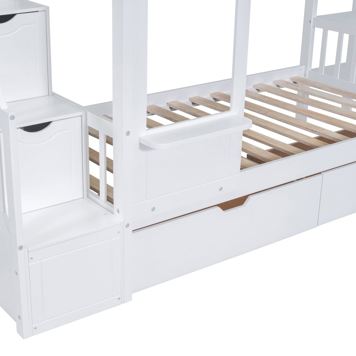 Twin - Over - Twin Solid Wood Castle Style Bunk Bed With Slide - Restanew - Sleep Galleria