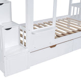 Twin - Over - Twin Solid Wood Castle Style Bunk Bed With Slide - Restanew - Sleep Galleria