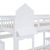Twin - Over - Twin Solid Wood Castle Style Bunk Bed With Slide - Restanew - Sleep Galleria
