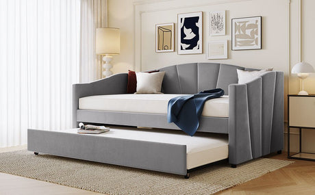Upholstered Twin Daybed With Trundle And Wood Slats - Restanew - Sleep Galleria