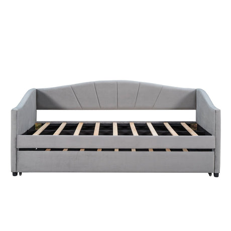 Upholstered Twin Daybed With Trundle And Wood Slats - Restanew - Sleep Galleria