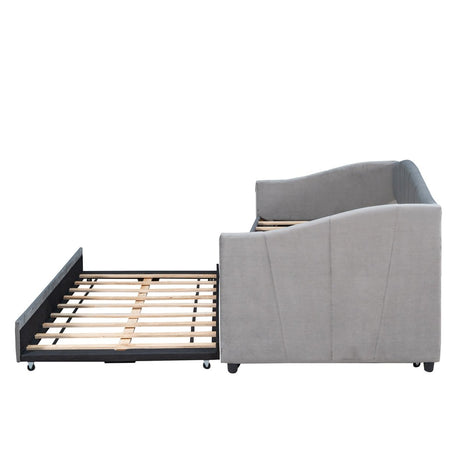 Upholstered Twin Daybed With Trundle And Wood Slats - Restanew - Sleep Galleria