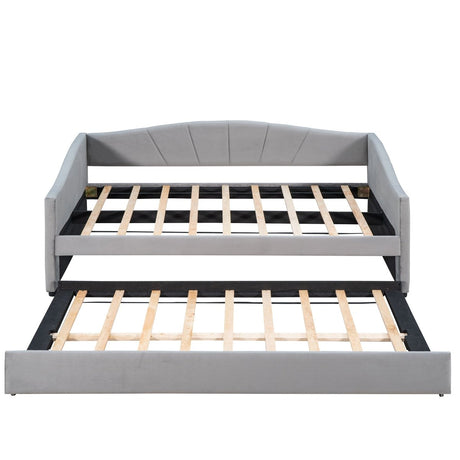 Upholstered Twin Daybed With Trundle And Wood Slats - Restanew - Sleep Galleria