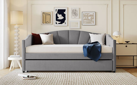 Upholstered Twin Daybed With Trundle And Wood Slats - Restanew - Sleep Galleria