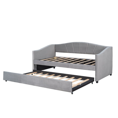 Upholstered Twin Daybed With Trundle And Wood Slats - Restanew - Sleep Galleria