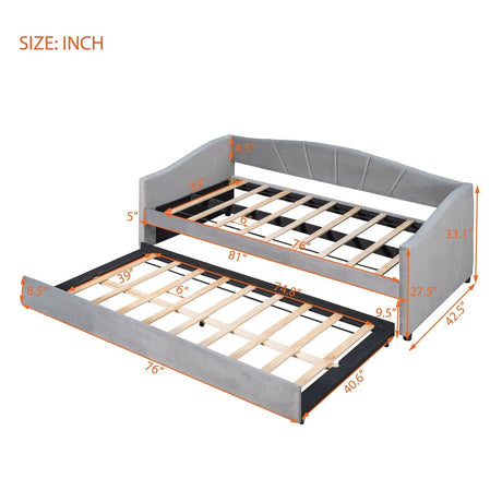 Upholstered Twin Daybed With Trundle And Wood Slats - Restanew - Sleep Galleria
