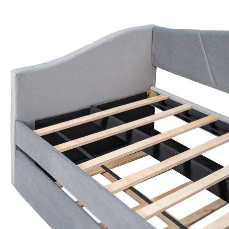 Upholstered Twin Daybed With Trundle And Wood Slats - Restanew - Sleep Galleria